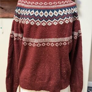 Women's Burgundy Patterned Sweater